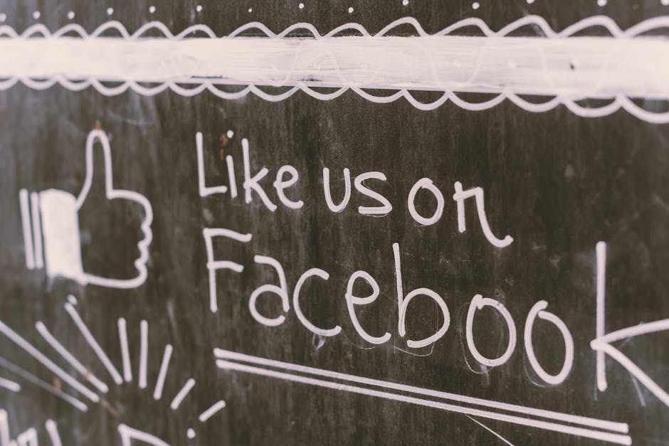 Chalkboard art promoting Facebook engagement with a like us message